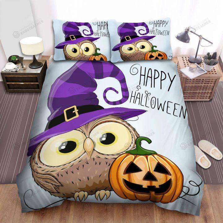 Halloween Owl Happy Halloween For Witch, Bed Sheets Spread Duvet Cover Bedding Sets
