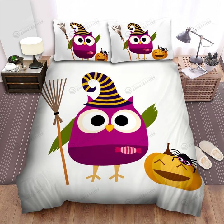 Halloween Owl Witch Clipart Pumpkin, Bed Sheets Spread Duvet Cover Bedding Sets