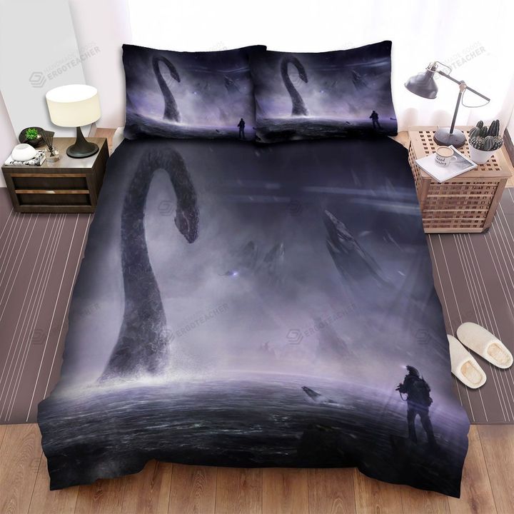 Sea Monster, Capture Long Neck Animal Art Bed Sheets Spread Duvet Cover Bedding Sets