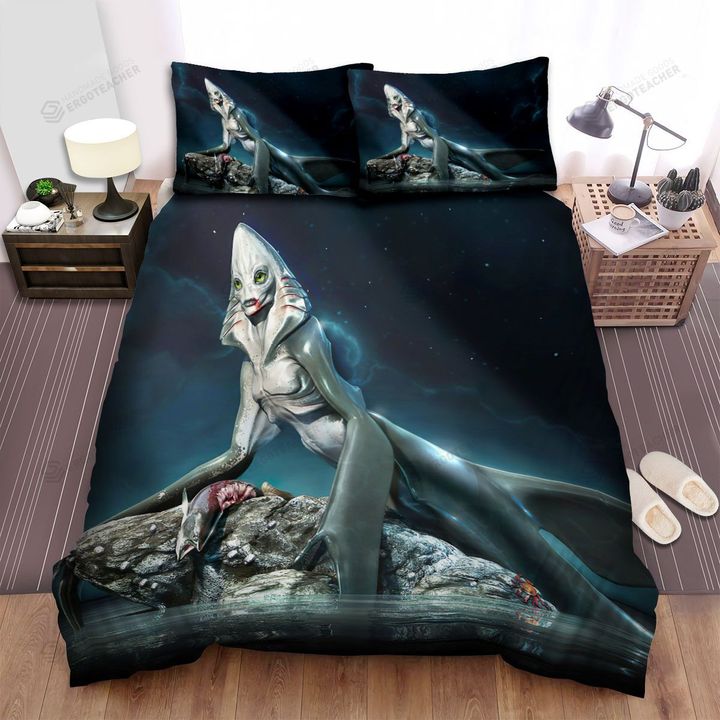 Sea Monster, Shark Mermaid Art Bed Sheets Spread Duvet Cover Bedding Sets