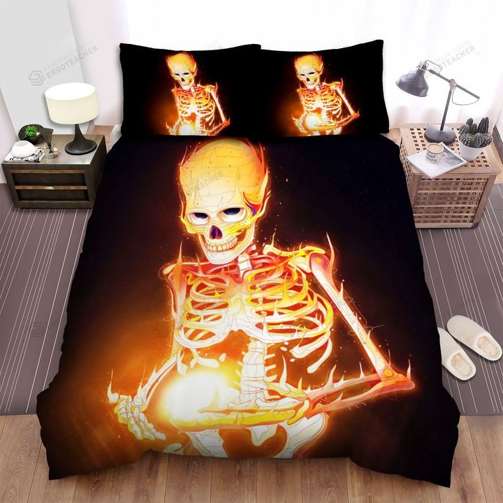 Halloween Burning Skeleton Illustration Bed Sheets Spread Duvet Cover Bedding Sets