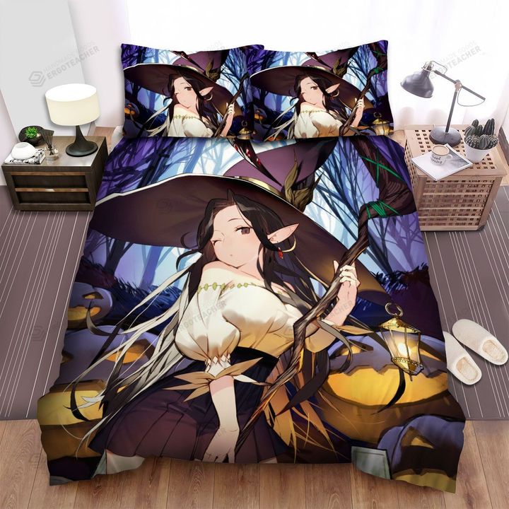 Halloween Jewelries On Witch Staff Bed Sheets Spread Duvet Cover Bedding Sets