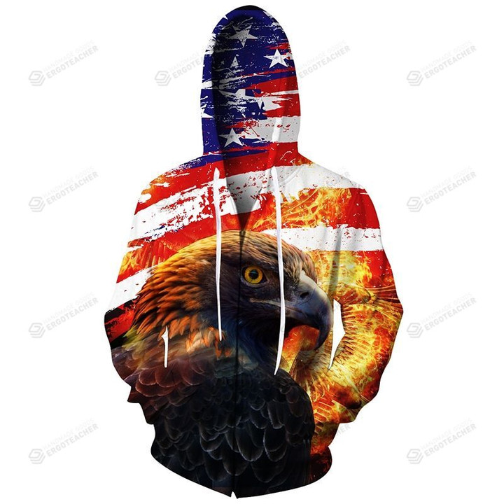 Eagle And Usa Flag 3d All Over Print Hoodie, Or Zip-up Hoodie