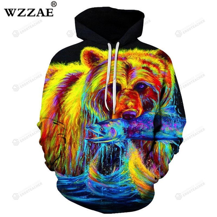 Colorful Bear 3d All Over Print Hoodie, Or Zip-up Hoodie