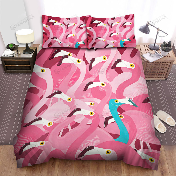 The Wild Bird - Blue Flamingo And Others Art Bed Sheets Spread Duvet Cover Bedding Sets