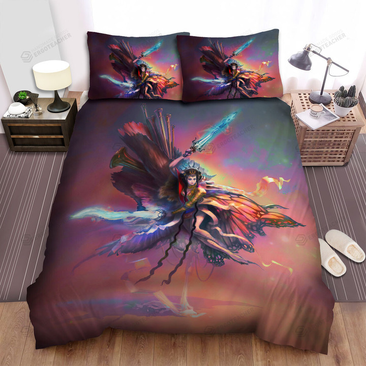 Fairy Queen With Dual Swords Artwork Bed Sheets Spread Duvet Cover Bedding Sets