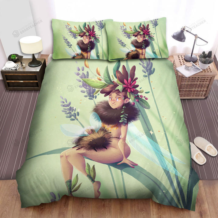 Little Bug Fairy & Adorable Bug Artwork Bed Sheets Spread Duvet Cover Bedding Sets