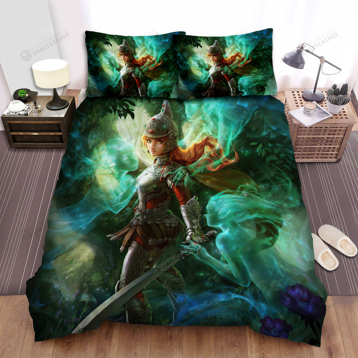 Knight Lady Lost In The Woods Bed Sheets Spread Duvet Cover Bedding Sets