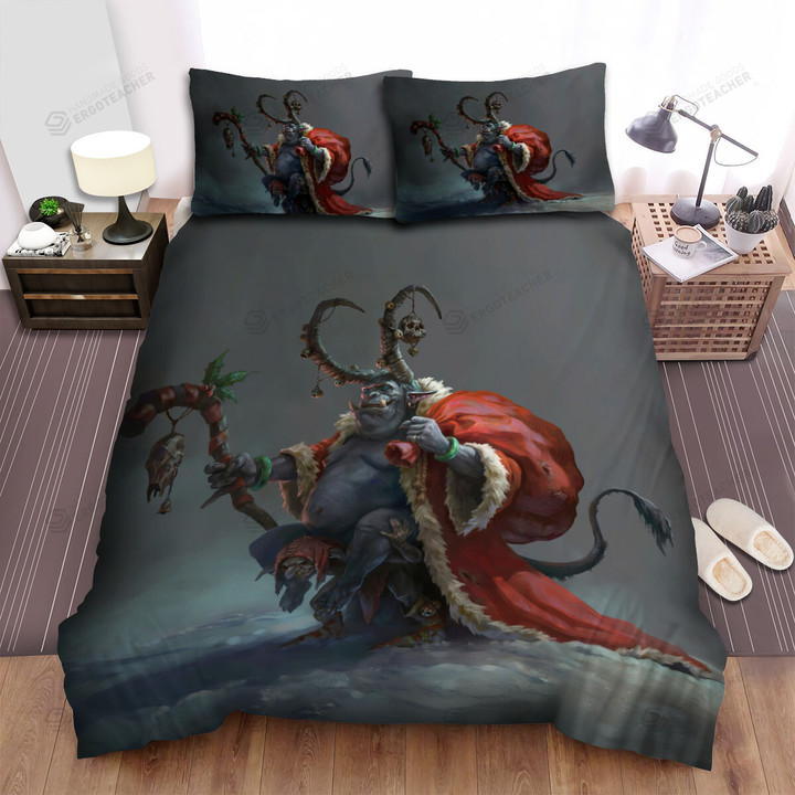 The Christmas Art, The Giant Krampus Bed Sheets Spread Duvet Cover Bedding Sets