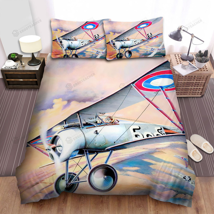 French Plane In Ww1 -  Nieuport 21 Art Bed Sheets Spread Duvet Cover Bedding Sets