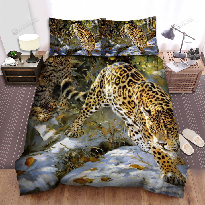 The Wild Animal - Leopard Mom Finding Food Bed Sheets Spread Duvet Cover Bedding Sets