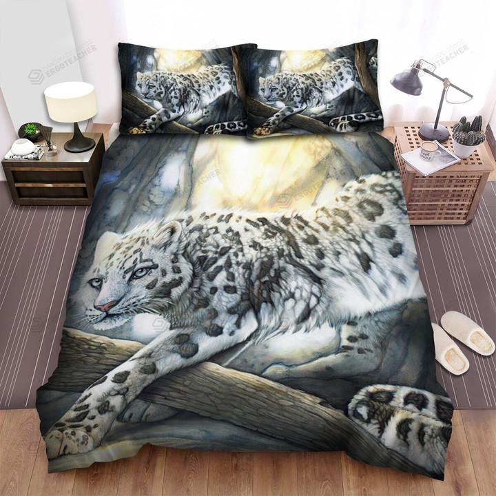 The Wild Animal - Snow Leopard Moving Down Bed Sheets Spread Duvet Cover Bedding Sets