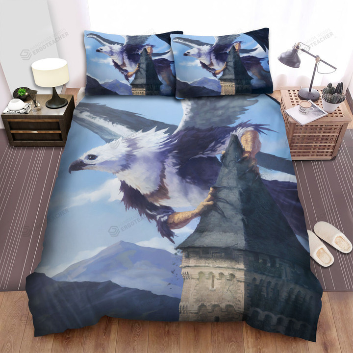 Griffin On Top Of The Castle Artwork Bed Sheets Spread Duvet Cover Bedding Sets