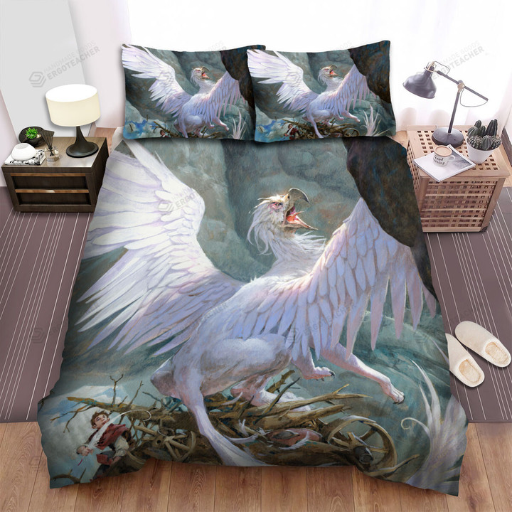 The White Griffin Being Angry Bed Sheets Spread Duvet Cover Bedding Sets