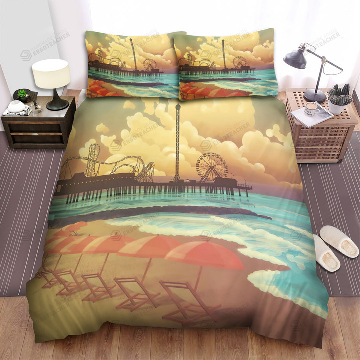 Texas Hit The Beach In Galveston Bed Sheets Spread  Duvet Cover Bedding Sets