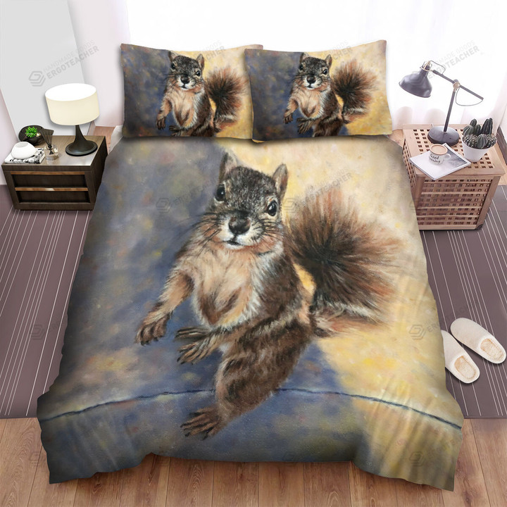The Wild Animal - A Squirrel Looking Up Bed Sheets Spread Duvet Cover Bedding Sets