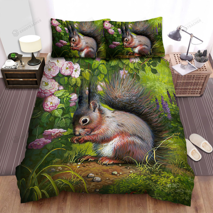 The Wild Animal - A Grey Squirrel On The Ground Art Bed Sheets Spread Duvet Cover Bedding Sets