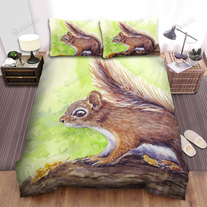 The Wild Animal - Squirrel Beside The Leaves Bed Sheets Spread Duvet Cover Bedding Sets