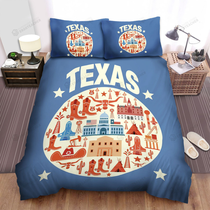 Texas Characteristic Illustration Bed Sheets Spread  Duvet Cover Bedding Sets