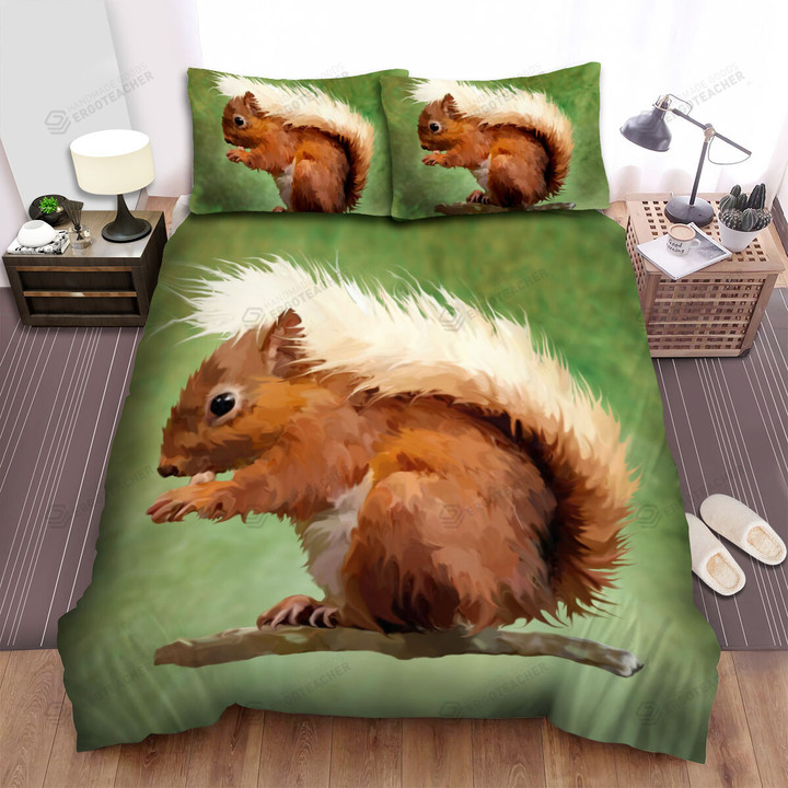 The Wild Animal - A Red Squirrel Enjoying His Nut Art Bed Sheets Spread Duvet Cover Bedding Sets