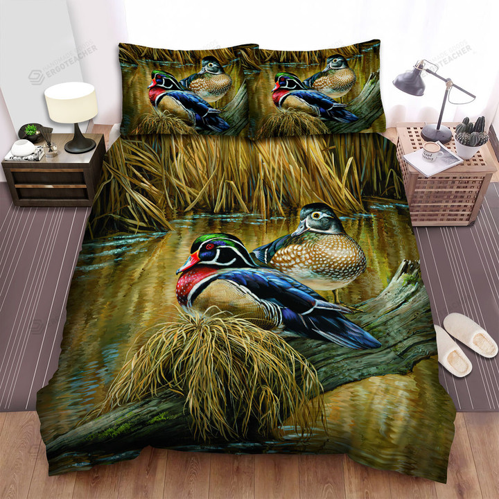 The Wild Bird - The Wild Duck Among The Water Artwork Bed Sheets Spread Duvet Cover Bedding Sets