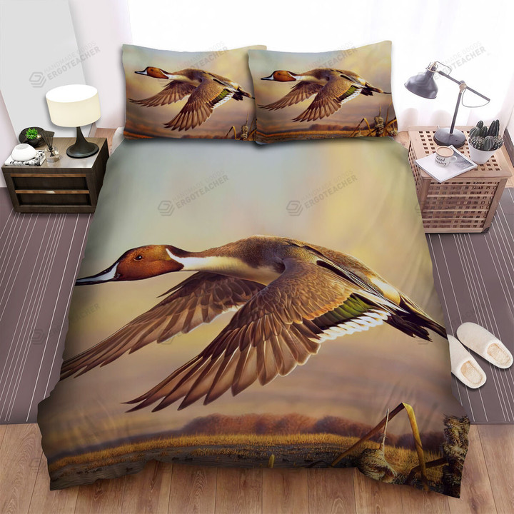 The Wild Bird - The Wild Duck Flying Over The Field Bed Sheets Spread Duvet Cover Bedding Sets