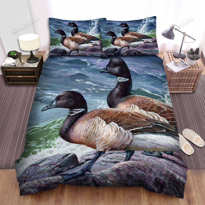 The Wild Bird - The Black Head Wild Duck Near The Water Bed Sheets Spread Duvet Cover Bedding Sets