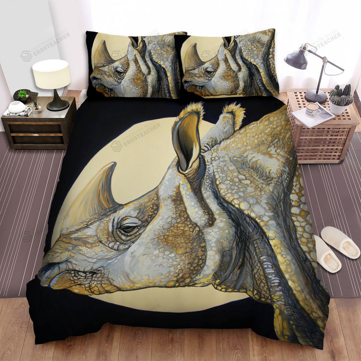 The Wildlife - The Rhinoceros And The Moon Bed Sheets Spread Duvet Cover Bedding Sets