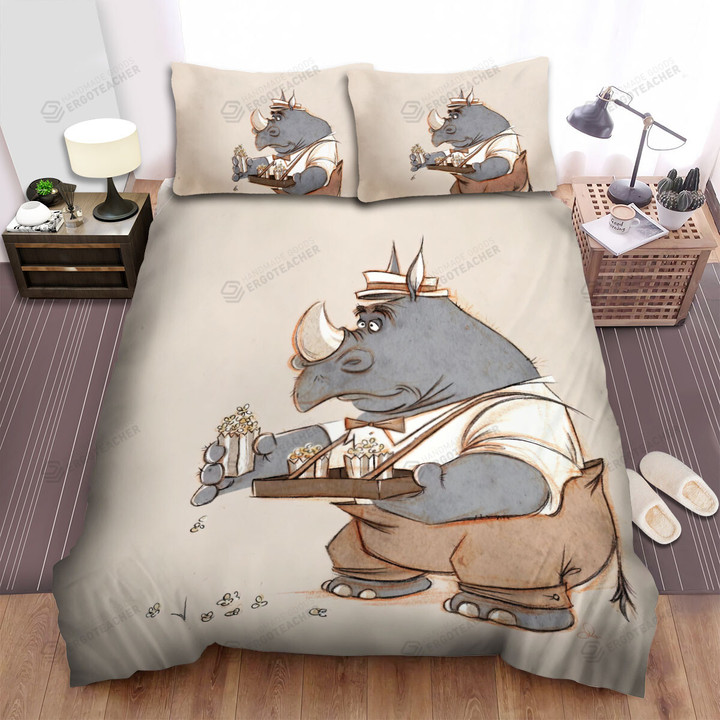 The Wildlife - The Rhinoceros Selling Pop Corn Bed Sheets Spread Duvet Cover Bedding Sets