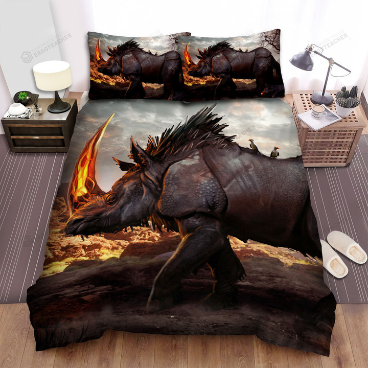 The Wildlife - The Rhinoceros And The Burning Horn Bed Sheets Spread Duvet Cover Bedding Sets