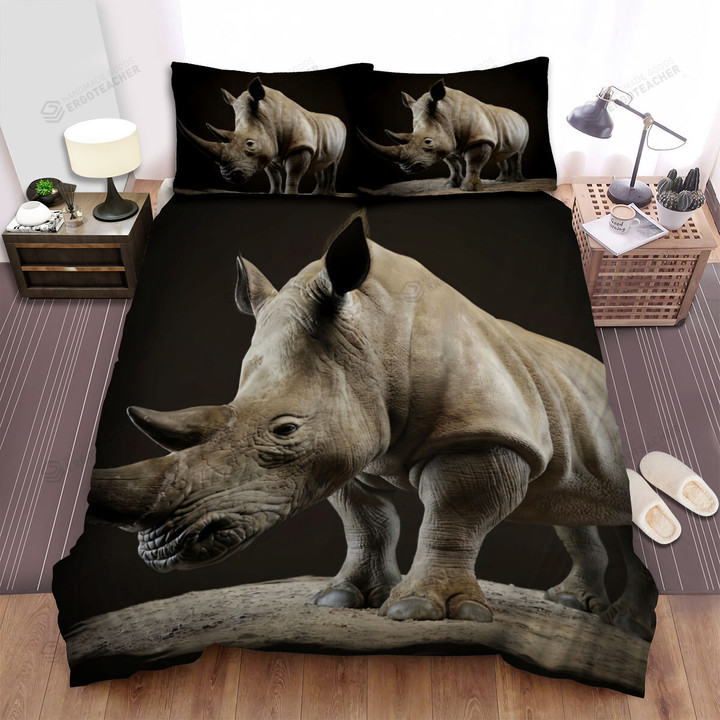 The Wildlife - The Rhinoceros Standing Artwork Bed Sheets Spread Duvet Cover Bedding Sets