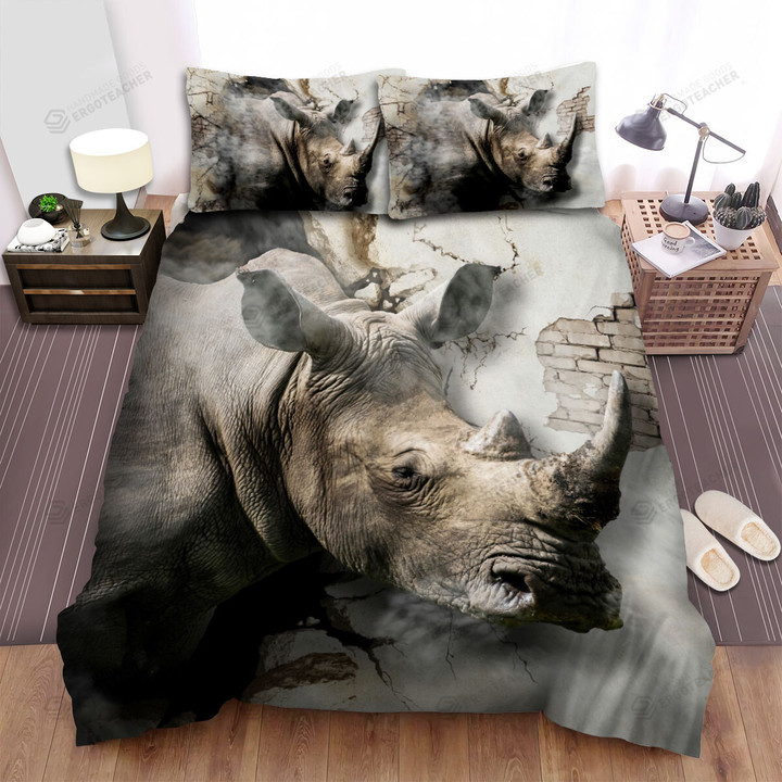 The Wildlife - The Rhinoceros And The Crack Bed Sheets Spread Duvet Cover Bedding Sets