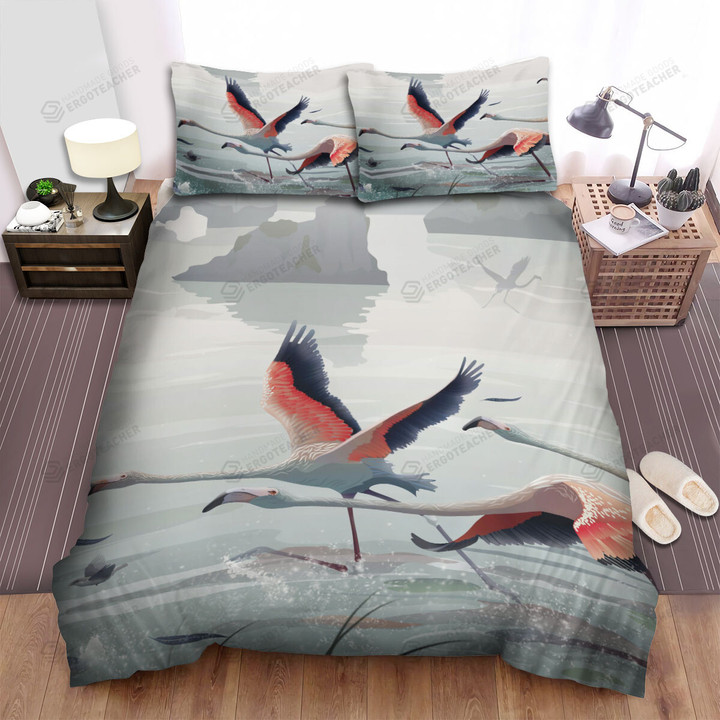 The Wildlife In Nature - The Flamingo Started Flying Bed Sheets Spread Duvet Cover Bedding Sets