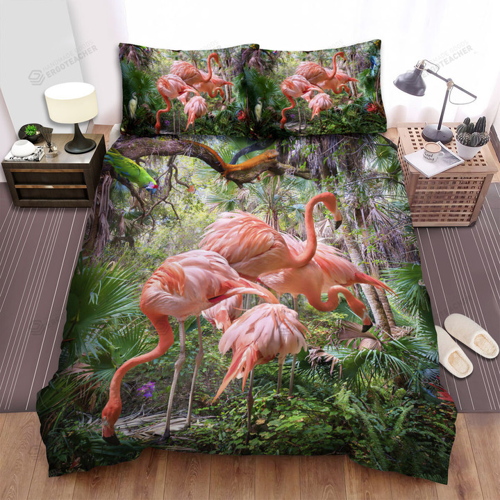 The Wildlife In Nature - The Flamingo And A Stork Bed Sheets Spread Duvet Cover Bedding Sets