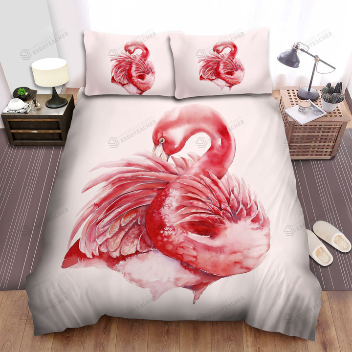 The Wildlife In Nature - The Red Flamingo Rubbing Wings Bed Sheets Spread Duvet Cover Bedding Sets