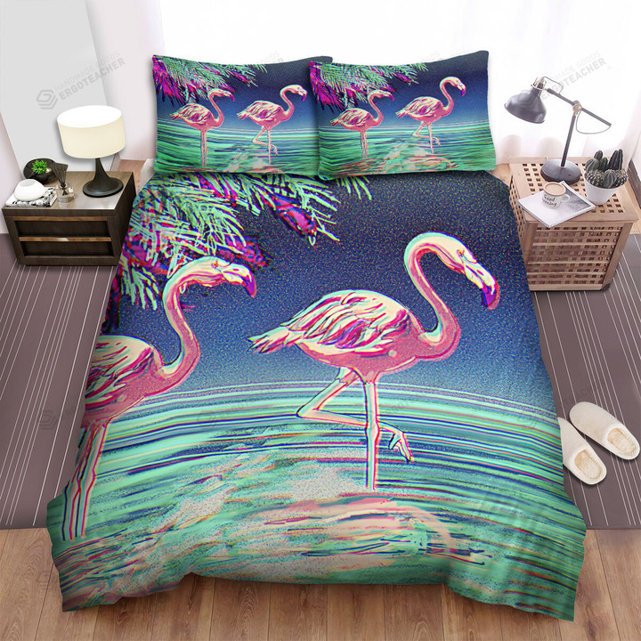 The Wildlife In Nature - The Flamingo Running On The Water Bed Sheets Spread Duvet Cover Bedding Sets