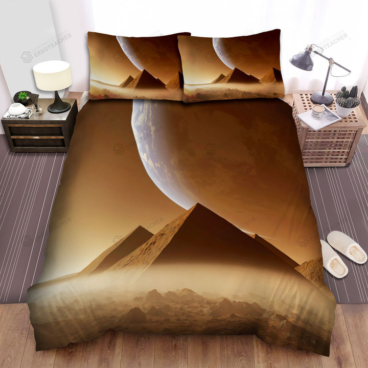 Great Pyramid Of Giza Desert Giant Planet Bed Sheets Spread  Duvet Cover Bedding Sets