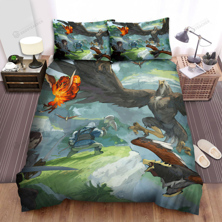 Battle Between Griffins & Monster Hunter Team Bed Sheets Spread Duvet Cover Bedding Sets