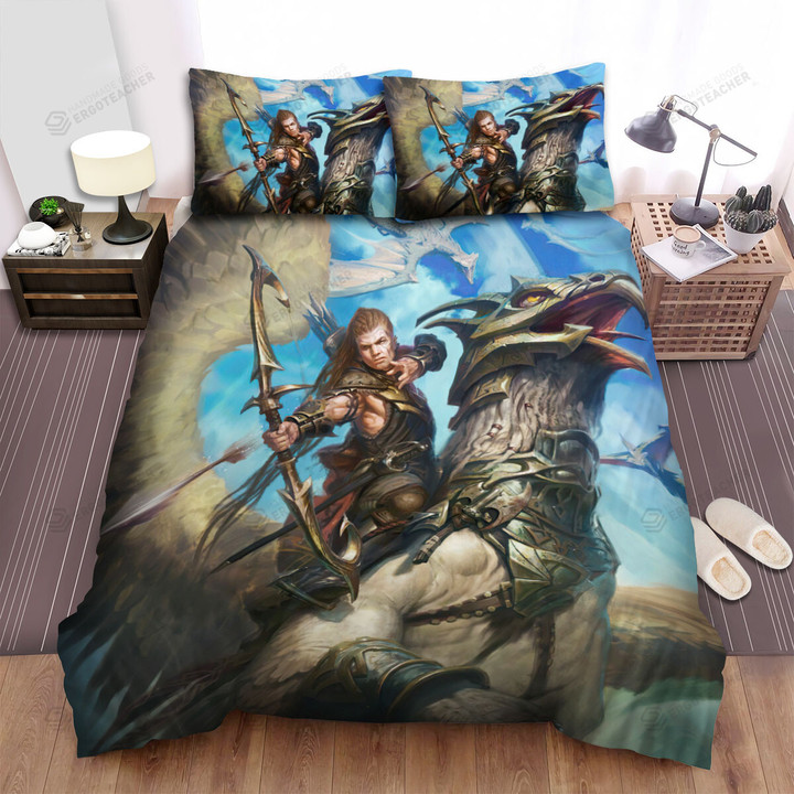 Archer Riding On Griffin Artwork Bed Sheets Spread Duvet Cover Bedding Sets