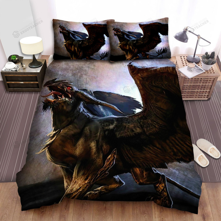Dark Devil Griffin Artwork Bed Sheets Spread Duvet Cover Bedding Sets