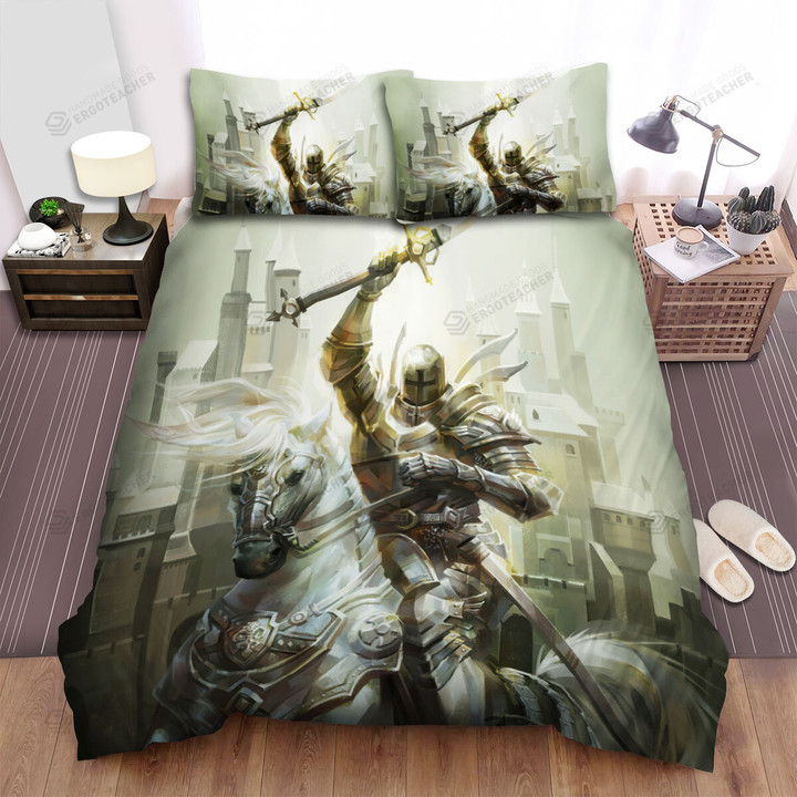 The Medieval White Knight Artwork Bed Sheets Spread Duvet Cover Bedding Sets