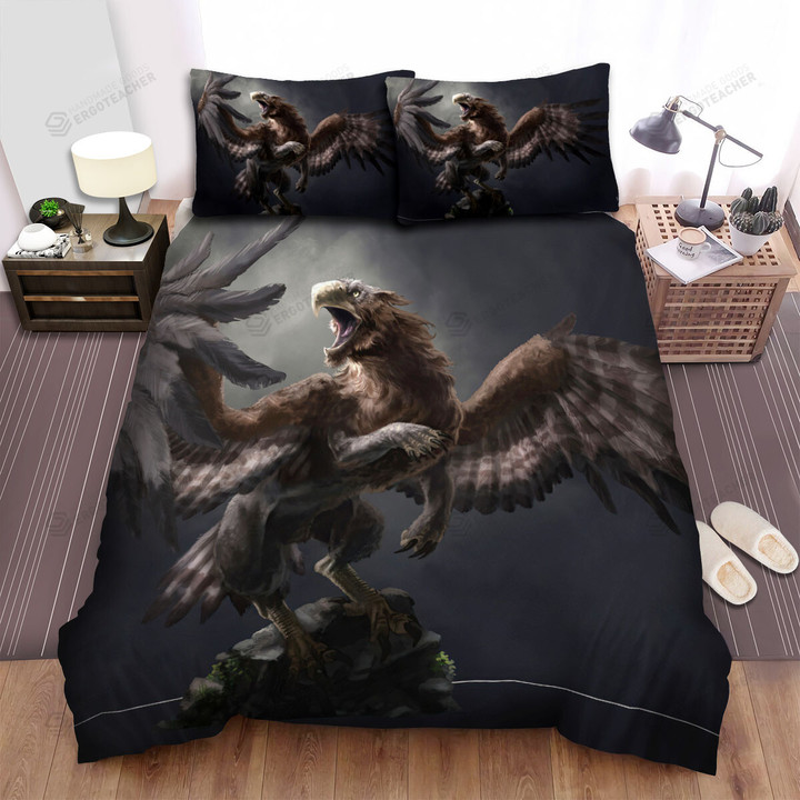 Furious Brown Griffin Digital Art Bed Sheets Spread Duvet Cover Bedding Sets