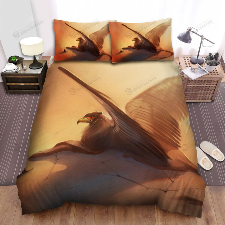 Giant Griffin Relaxing On Desert Bed Sheets Spread Duvet Cover Bedding Sets