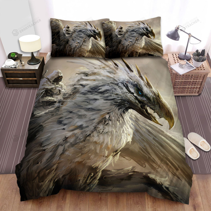 White Griffin Rider Art Painting Bed Sheets Spread Duvet Cover Bedding Sets