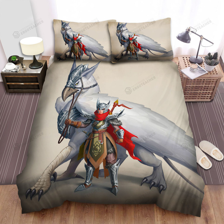 Griffin Rider Knight Digital Art Bed Sheets Spread Duvet Cover Bedding Sets