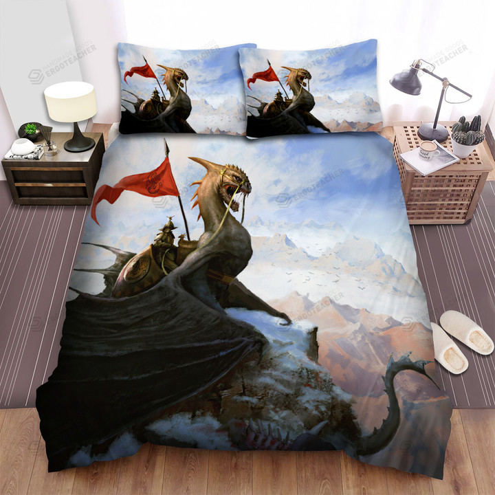 The Dragon Knight With Red Flag Bed Sheets Spread Duvet Cover Bedding Sets