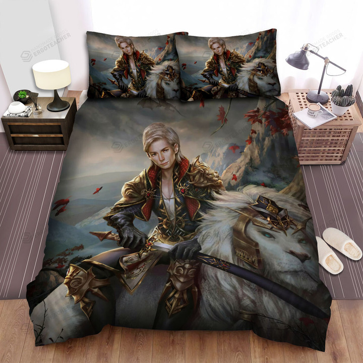 The White Lion Knight Lady Bed Sheets Spread Duvet Cover Bedding Sets
