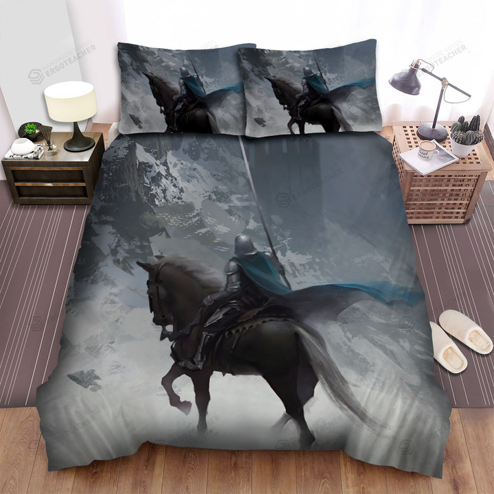 The Lone Knight In Snow Artwork Bed Sheets Spread Duvet Cover Bedding Sets
