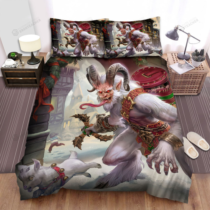 The Christmas Art, Krampus In The Town Bed Sheets Spread Duvet Cover Bedding Sets