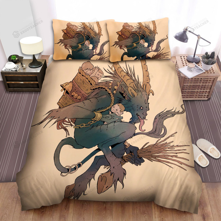 The Christmas Art, Krampus Holding A Boy Bed Sheets Spread Duvet Cover Bedding Sets